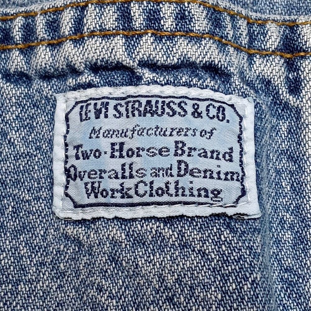 Vintage Levi's Denim Jean Bib Overalls Size MEDIUM Jumpsuit Straight Leg - Picture 2 of 10